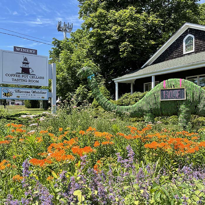 Coffee Pot Cellars tasting-room entrance and garden in Cutchogue