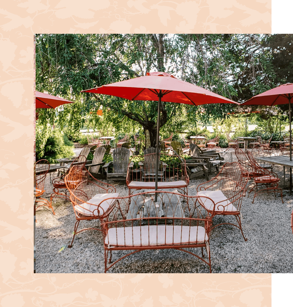Croteaux courtyard tasting garden in Southold