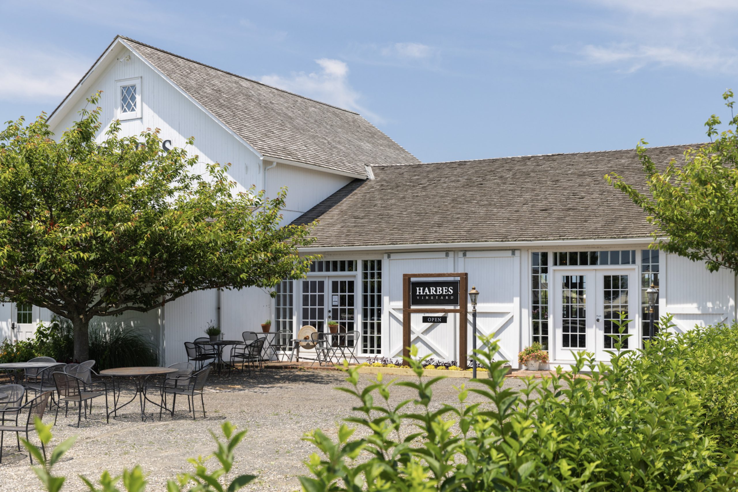 Harbes Vineyard Wine Barn exterior in Mattituck